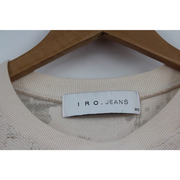 IRO Jeans Sweater Womens‎ XS Cenix Distressed Knit Cropped Frayed Cream - Picture 3 of 7